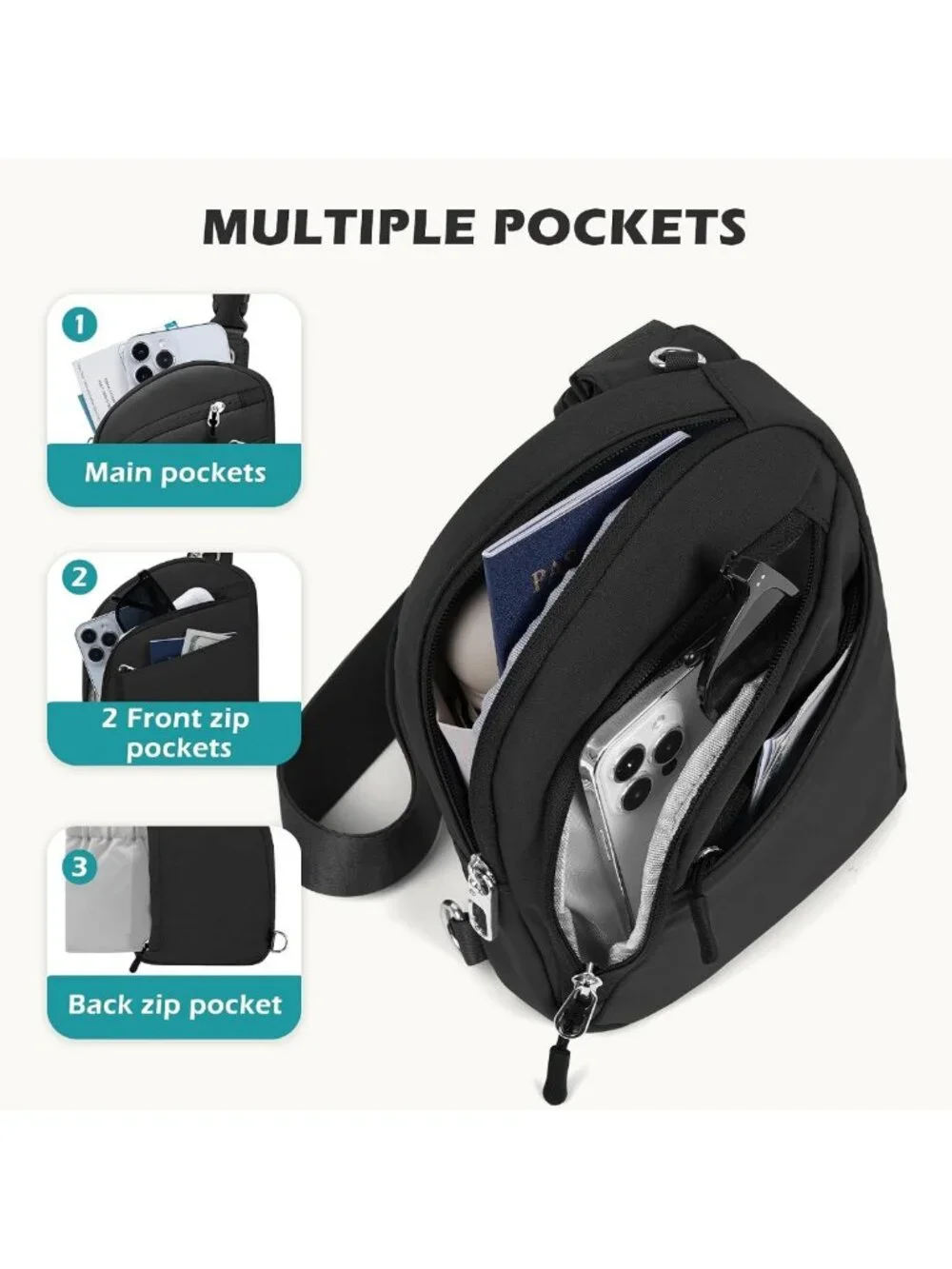 Anti-Theft Sling Crossbody Bag for Travel - RFID Blocking Small Purse Wallet